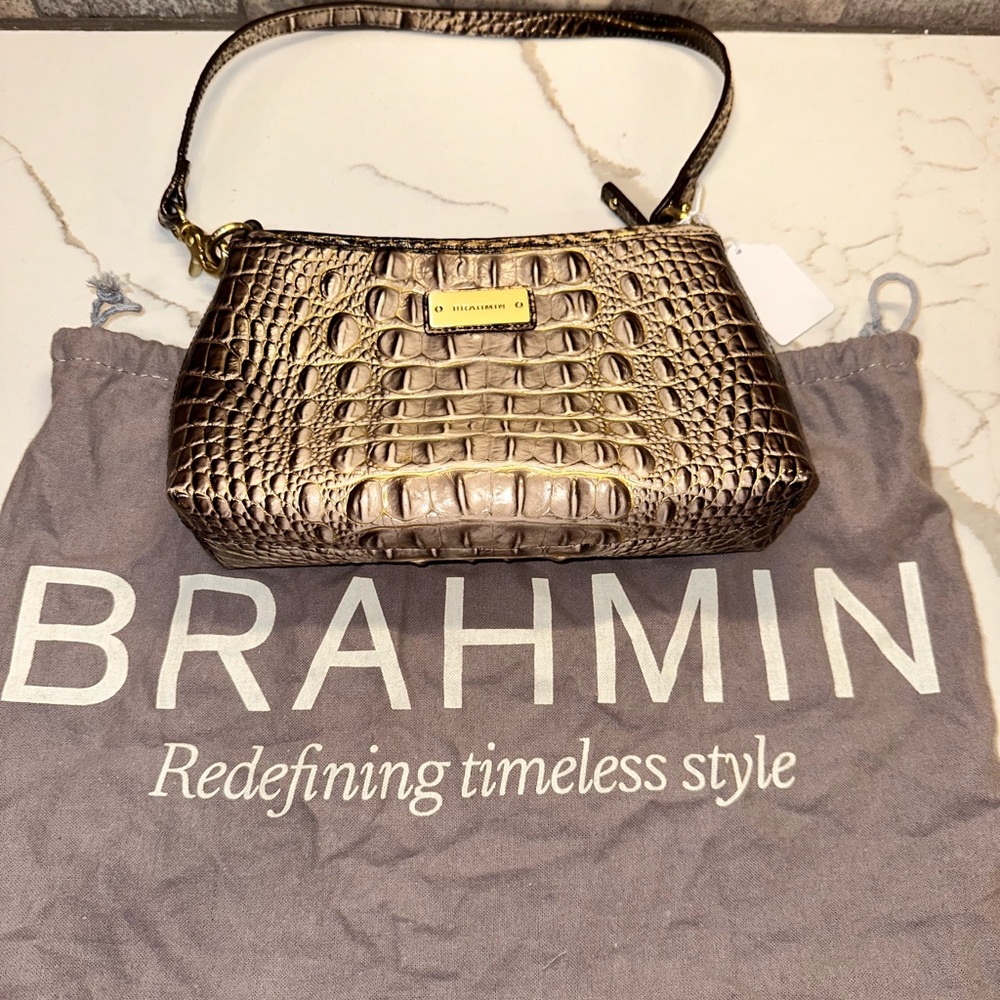 Brahmin Lorelei Metallic Gold Embossed Shoulder Bag